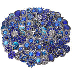 10PCs Mixed Style Rhinestones Snaps Jewelry Charms Buttons 18/20mm for Interchangeable Snaps Jewelry Making Women DIY Button Bracelets Necklaces Rings Brooch Accessories (Blue) - color: Blue