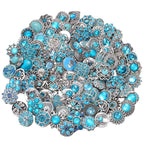 10PCs Mixed Style Rhinestones Snaps Jewelry Charms Buttons 18/20mm for Interchangeable Snaps Jewelry Making Women DIY Button Bracelets Necklaces Rings Brooch Accessories(Sky Blue) - color: Sky Blue