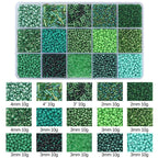 Mix 15 Color Glass Seed Tube Beads Glass Bugle Beads Loose Kit for Jewelry Making DIY Craft Beading (Mix 15 Color, Green) - color: Green