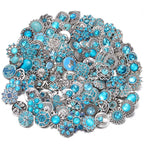 10PCs Mixed Style Rhinestones Snaps Jewelry Charms Buttons 18/20mm for Interchangeable Snaps Jewelry Making Women DIY Button Bracelets Necklaces Rings Brooch Accessories(Sky Blue) - color: Sky Blue
