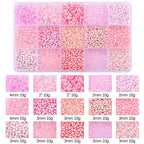 Mix 15 Color Glass Seed Tube Beads Glass Bugle Beads Loose Kit for Jewelry Making DIY Craft Beading (Mix 15 Color, Pink) - color: Pink