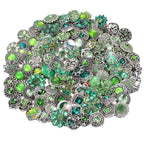 10PCs Mixed Style Rhinestones Snaps Jewelry Charms Buttons 18/20mm for Interchangeable Snaps Jewelry Making Women DIY Button Bracelets Necklaces Rings Brooch Accessories (Green) - color: Green