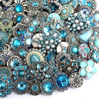 10PCs Mixed Style Rhinestones Snaps Jewelry Charms Buttons 18/20mm for Interchangeable Snaps Jewelry Making Women DIY Button Bracelets Necklaces Rings Brooch Accessories(Sky Blue) - color: Sky Blue