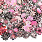 10PCs Mixed Style Rhinestones Snaps Jewelry Charms Buttons 18/20mm for Interchangeable Snaps Jewelry Making Women DIY Button Bracelets Necklaces Rings Brooch Accessories(Pink) - color: Pink