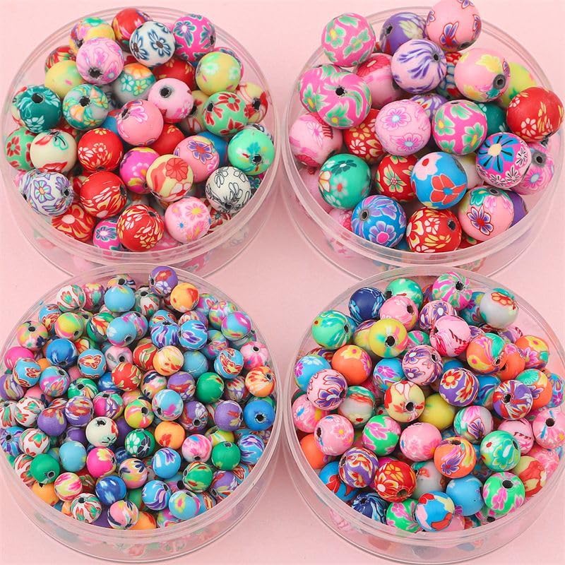 DAHI 250pcs 6mm Polymer Clay Beads Round Beads for Making Bracelet Necklace Earring Accessories DIY Handmade Craf（6mm） - size: 6x6mm