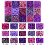 Mix 15 Color Glass Seed Tube Beads Glass Bugle Beads Loose Kit for Jewelry Making DIY Craft Beading (Mix 15 Color, Purple) - color: Purple