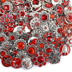 10PCs Mixed Style Rhinestones Snaps Jewelry Charms Buttons 18/20mm for Interchangeable Snaps Jewelry Making Women DIY Button Bracelets Necklaces Rings Brooch Accessories(Red) - color: Red