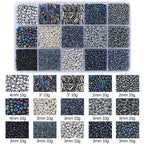 Mix 15 Color Glass Seed Tube Beads Glass Bugle Beads Loose Kit for Jewelry Making DIY Craft Beading (Mix 15 Color, Black) - color: Black