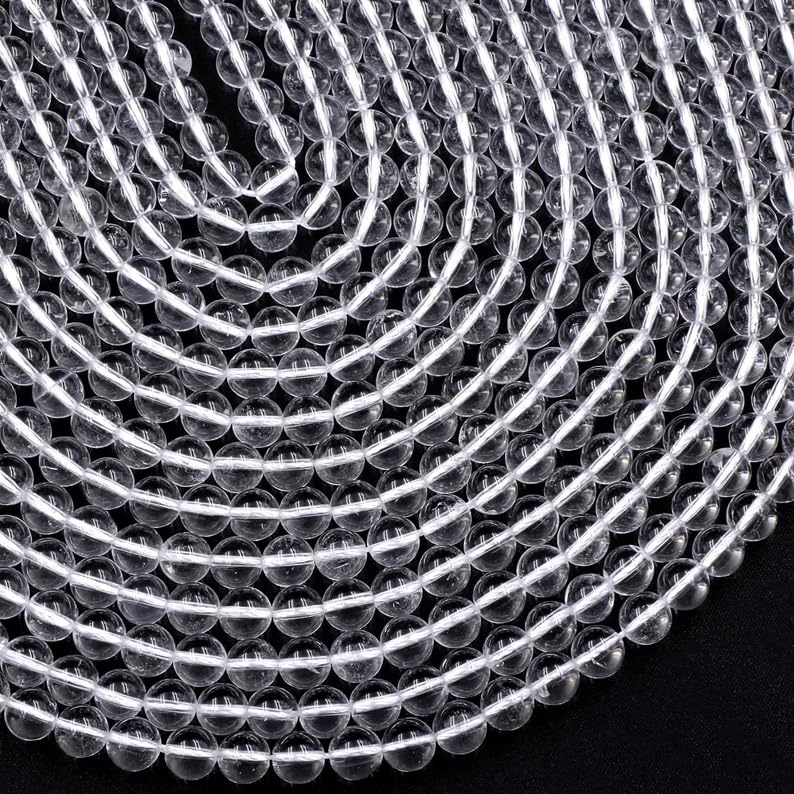 Zenkeeper 108 Pcs Clear Quartz Beads for Jewelry Making 8 MM Clear Quartz Gemstones Loose Stone Beads - color: Clear Quartz, size: 8MM, 108pcs
